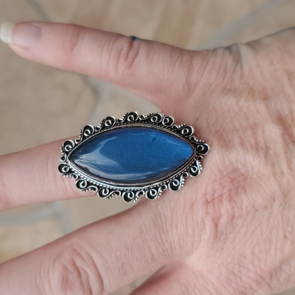 New Huge Dichoric Glass Antique Design 925 Silver Ring. - Picture 3 of 16